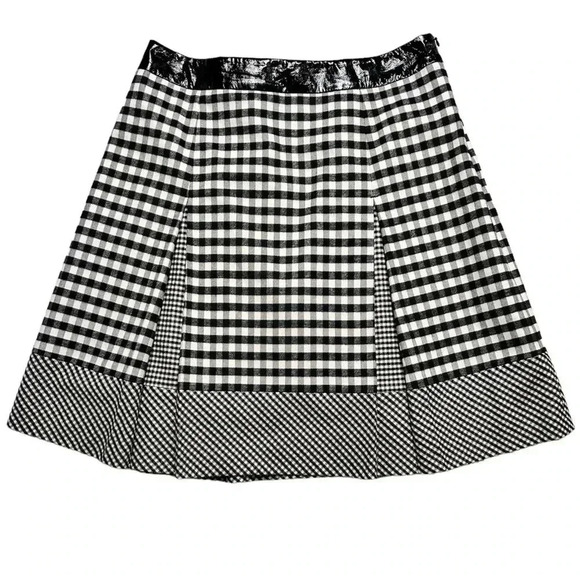 Tristan checkered flared skirt, pleather waistband  detail, Medium - Picture 1 of 7